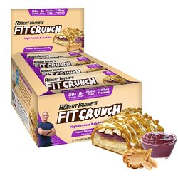 FITCRUNCH Full Size Protein Bars, Designed by Robert Irvine, 6-Layer Baked Bar, 6g of Sugar, Gluten Free & Soft Cake Core (Peanut Butter and Jelly)